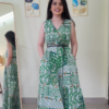 Green Printed Sleeveless Maxi Dress