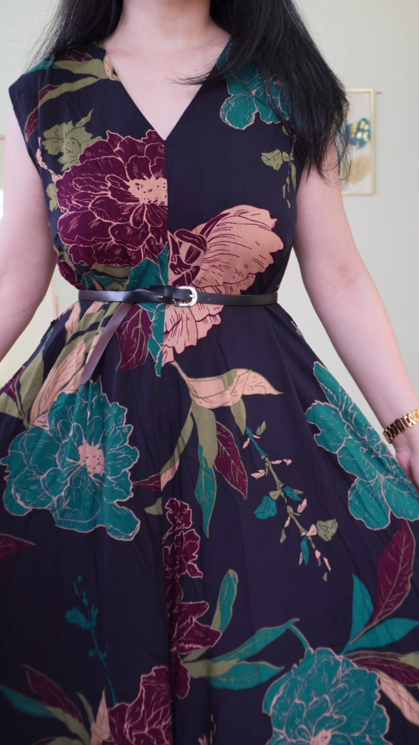 Green Printed Sleeveless Maxi Dress