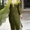 Women's Olive Green Kurta Set with Dupatta Ethnic Wear Outfit