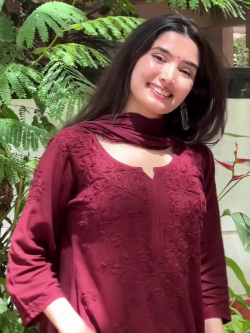 Women Maroon Suit Set with Dupatta Traditional Ethnic Wear