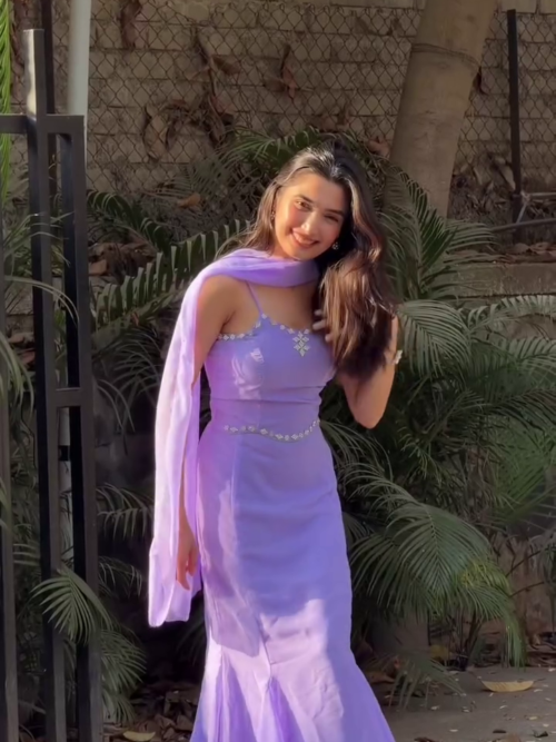 Women Lavender Ethnic Dress with Dupatta Party Wear Outfit