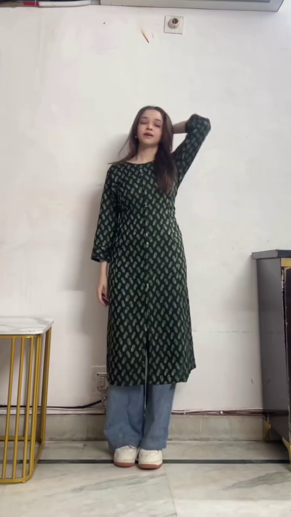 Women Red Floral Kurti with Denim Jeans Indo Western Casual Outfit
