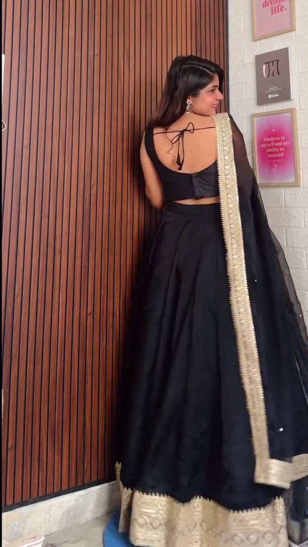 Women's Black Lehenga Set with Dupatta, Party Wear Ethnic Outfit