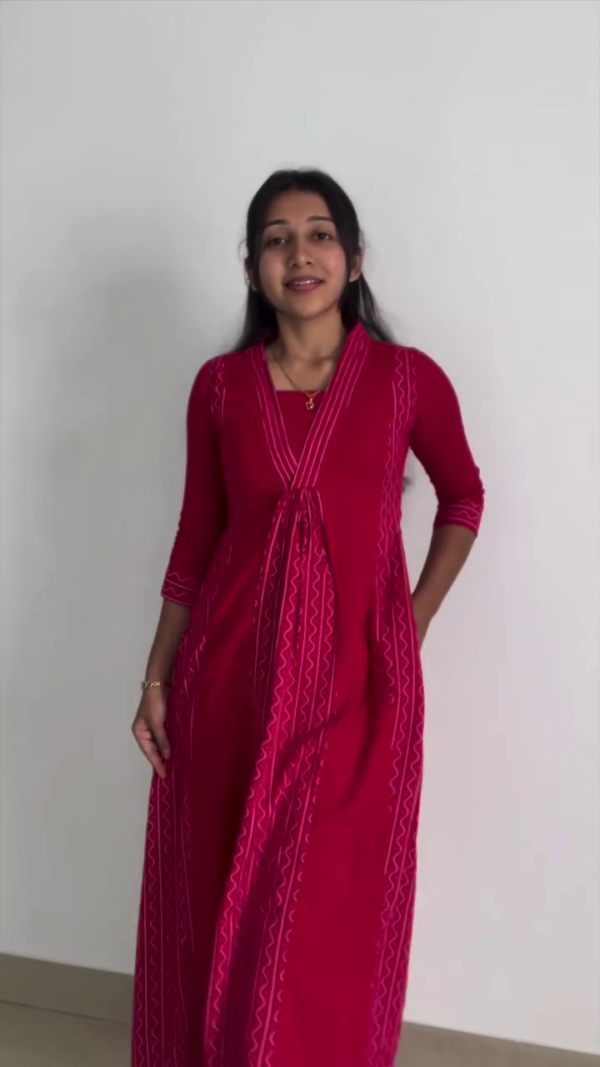 Women's Red Anarkali Dress Traditional Festive Ethnic Wear Outfit