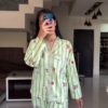 Cute Heart Printed Women Co-Ord Set Soft Night Suit Pajama Loungewear Set
