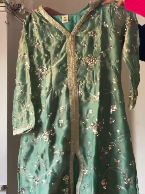 Mint Green Embroidered Kurta
