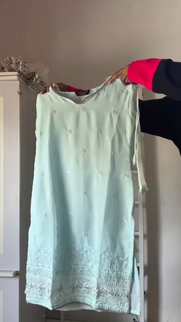 Mint Green Embroidered Kurta