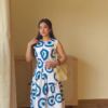 Blue Abstract Printed Sleeveless Maxi Dress