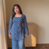 Orange Elephant Print Casual Kurti