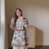 Wine Straight Kurta Set With Floral Dupatta