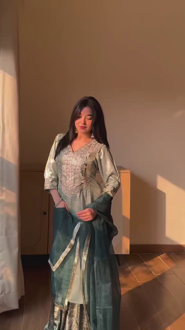Golden Embroidered Kaftan Dress