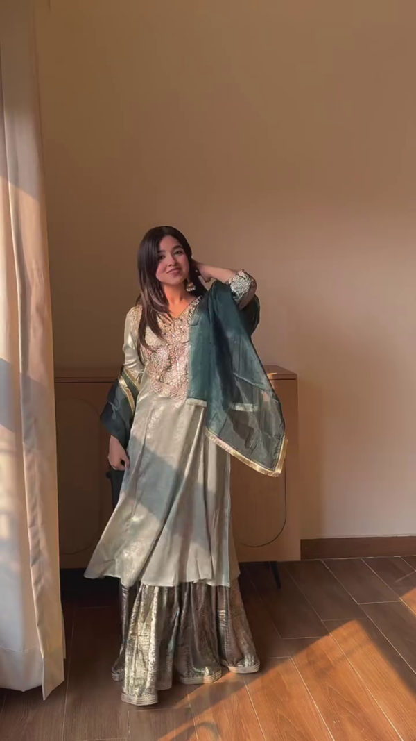 Golden Embroidered Kaftan Dress
