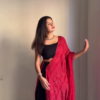 Black & Red Ethnic Saree Fusion Look