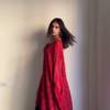 Black & Red Ethnic Saree Fusion Look