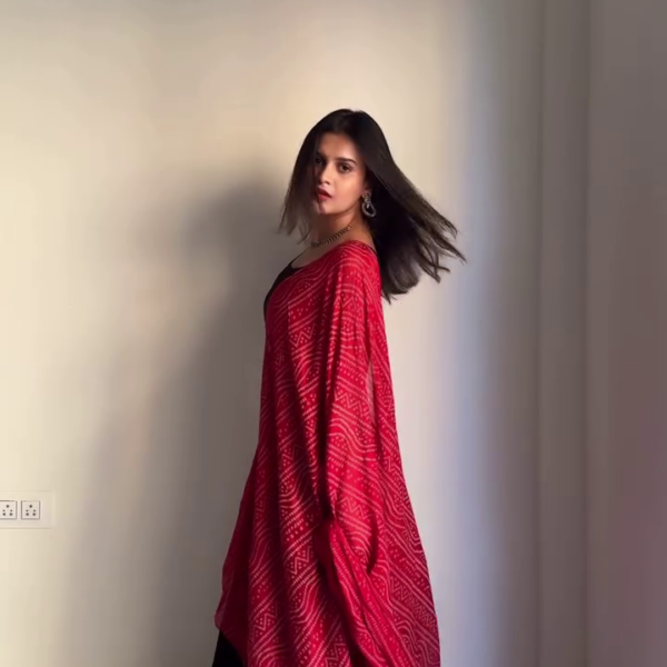 Black & Red Ethnic Saree Fusion Look