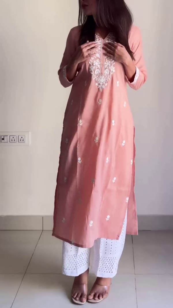 Purple Sleeveless Embroidered Kurta Set