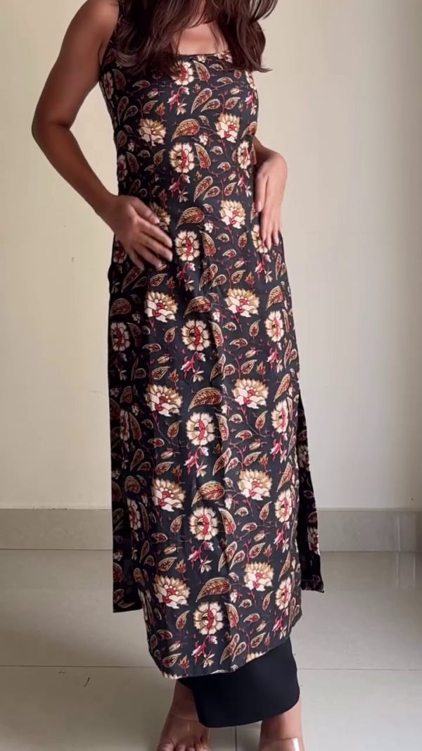 Blue Printed Strap Kurta Set