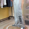 Grey Gothic Print Wide Leg Track Pants