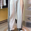Grey Gothic Print Wide Leg Track Pants