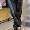 Grey Gothic Print Wide Leg Track Pants
