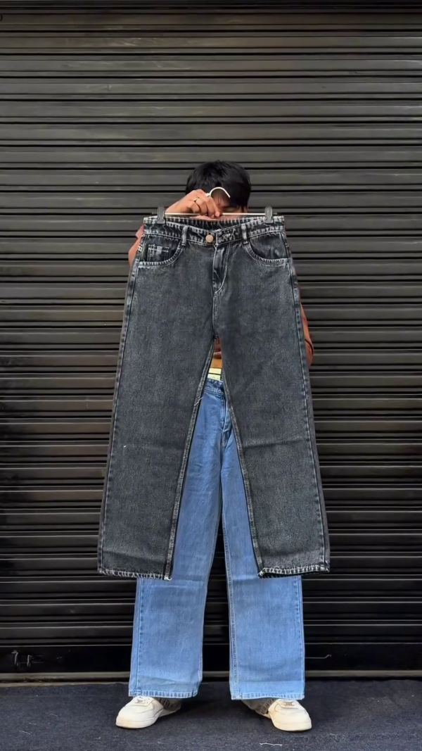 Light Blue Wide Leg Denim Jeans